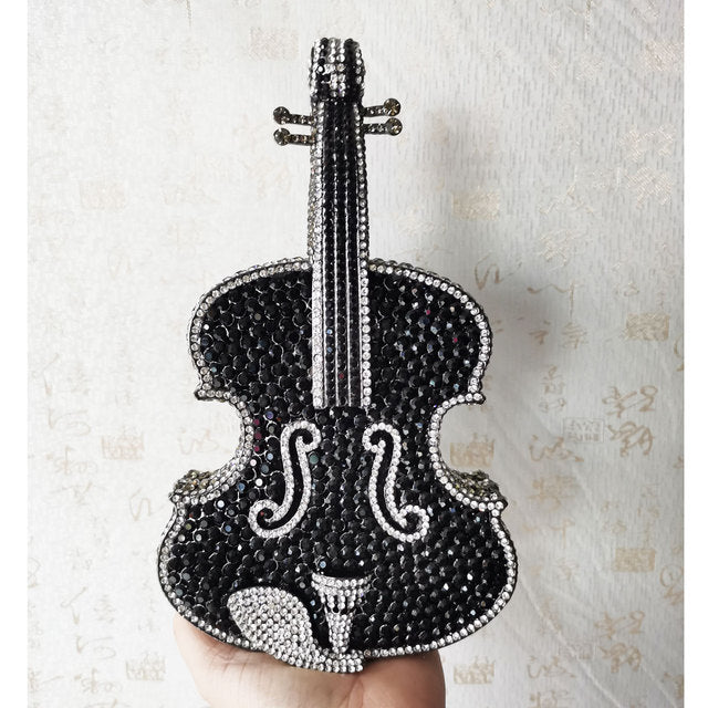Amazing Luxury Violin Crystal Evening Bags Party Handbag