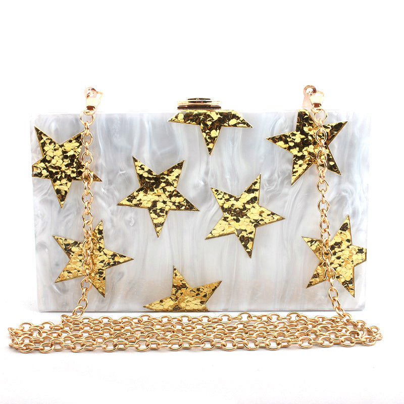 New five-pointed star evening bag evening bag sequin clutch