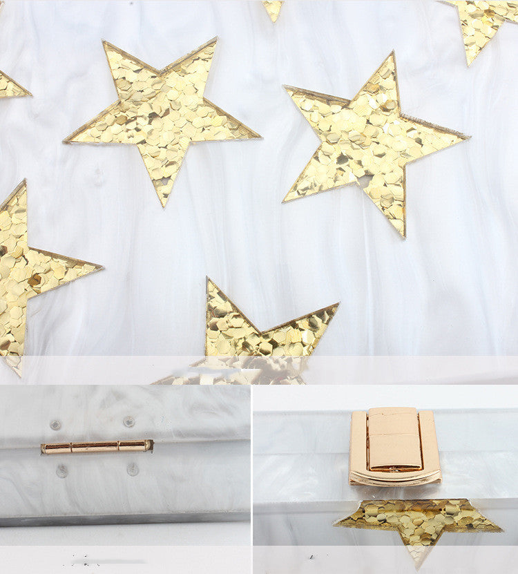 New five-pointed star evening bag evening bag sequin clutch
