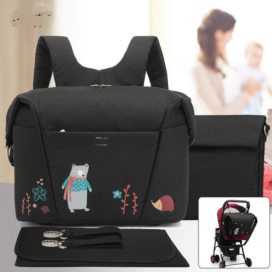 Cartoon Double Shoulder Mother And Baby Bag Set