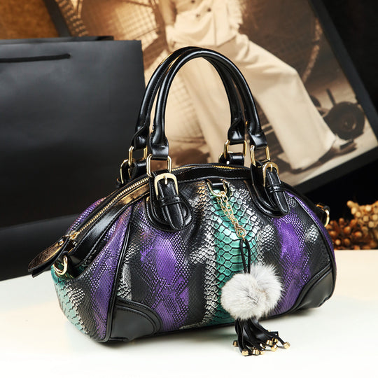 Snake Pattern Female Bag New European And American Fashion Large-Capacity One-Shoulder Messenger Handbag Middle-Aged Lady Mother Bag