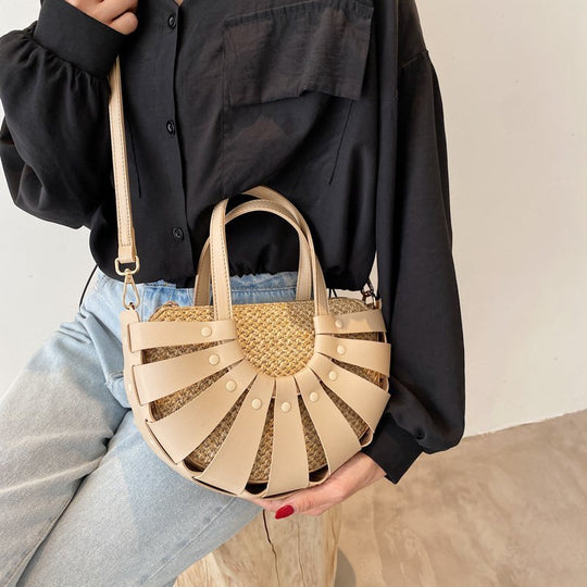 Semicircle Stitching Shoulder Bag Fashion Portable Lady Messenger Bag
