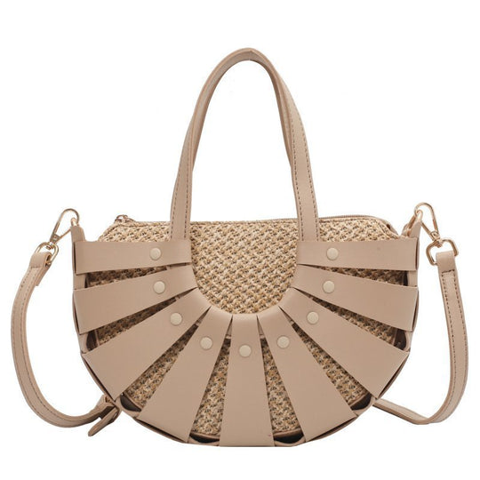 Semicircle Stitching Shoulder Bag Fashion Portable Lady Messenger Bag