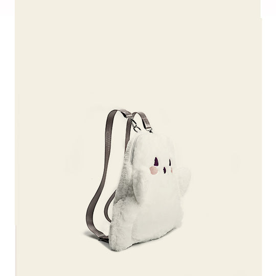 Cartoon Cute White Ghost Face Doll Plush Backpack