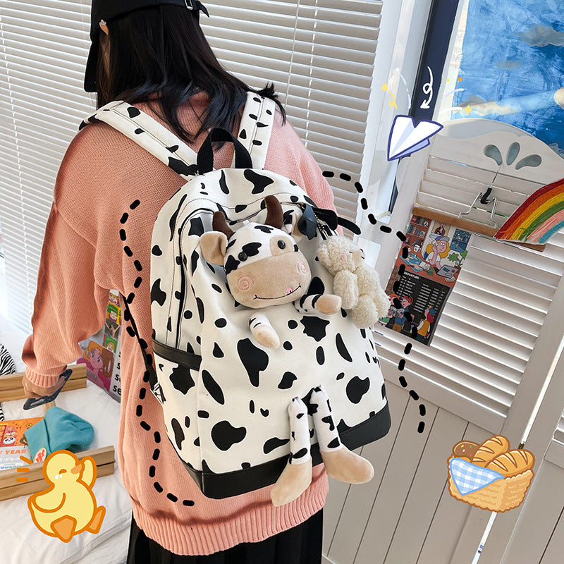 Cartoon Cow Doll Girl's Schoolbag Personalized Backpack
