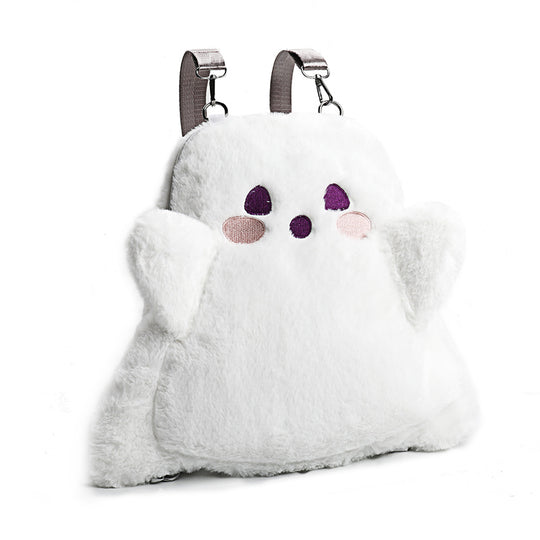 Cartoon Cute White Ghost Face Doll Plush Backpack