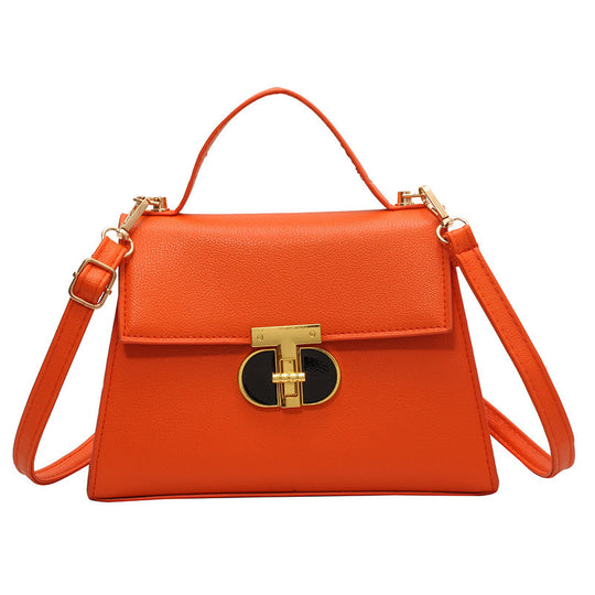 Fashion Twist Lock Shoulder Messenger Bag Solid Color